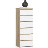 Akord Ladekast CL6 met 6 Lades / Furniture Factory / Sonoma Eik - Wit / 40x109x35 cm