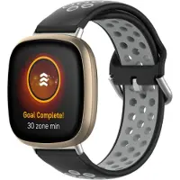 Strap-it Sport siliconen bandje - geschikt voor Fitbit Versa 3 / Fitbit Sense - zwart/grijs