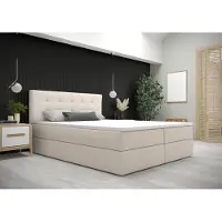 Beddenbriljant Opberg Boxspring Fenne - 180x200 cm - Beige - Inclusief Topper - Bed met Opbergruimte - Bonellvering tot 100 kg