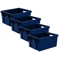 Eda Opbergkrat stapelbaar - 10x - kunststof - 10 Liter - L32 x B26 x H18 cm - blauw - opbergbak - opbergen