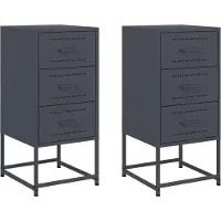 vidaXL Nachtkastjes 2 st 36x39x78 cm staal antracietkleurig