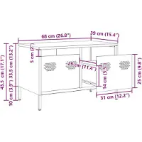 vidaXL Tv-meubel 68x39x43,5 cm koudgewalst staal zwart