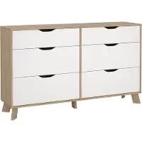 Ebuy24 Ikast kommode 6 lades eiken decor, wit.
