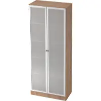 Hjh OFFICE PRO SIGNA K 6100G SG - Walnoot/Zilver Hoogte van de map | 5 OH met knop Kast met matglazen deuren