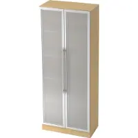 Hjh OFFICE PRO SIGNA G 7100G RE - Esdoorn/Zilver Hoogte van de map | 5 OH Kast met matglazen deuren Rail handvat (kunststof)
