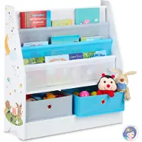 Relaxdays kinderkast - dieren - 2 boxen - 3 vakken - 74 x 71 x 23 cm - kinderboekenkast kinderkamer