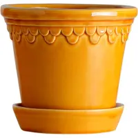Bergs Potter Copenhagen Pot Met Schotel Geel Ø12 Cm - Bloempotten Keramiek Yellow - KCY12S