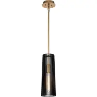 Quintiesse LED Hanglamp Linara | 1X E27 Max 60W | Dimbaar | Black &amp; Natural Brass