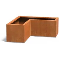 HetTuinstel.nl Cortenstaal plantenbak L-vorm L100xL100xB40xH40cm - Met bodem