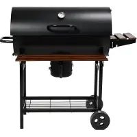 LUND - Houtskoolbarbecue met Deksel - Rooster 71x34.5cm - Zwart
