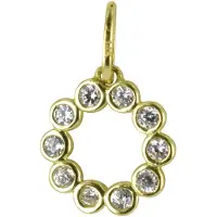 New Bling 132401195 Gouden hangertje - Dames - Cirkel - Zirkonia Steentjes - 7,7 mm Doorsnee - 14 Karaat - Bedel - Goud