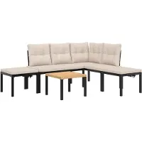 vidaXL 5-delige Loungeset met kussens gepoedercoat staal zwart