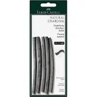 Faber-Castell Tekenen met houtskool - 7/12 mm - 4 sticks/potloden - diep zwart - Voor hobby artiesten - kinderen/volwassenen