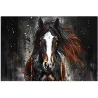 PosterMonkey Poster 30x20 cm - Paard - Dieren - Zwart - Luxe - Modern - Posters - Kamer decoratie - Wanddecoratie woonkamer - Muurdecoratie slaapkamer