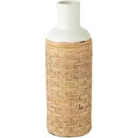 J-Line Vaas geweven terracotta/ratan wit/naturel