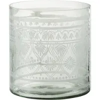 J-Line Windlicht patroon glas transparant/wit large