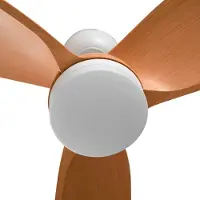 LINDBY LED plafondventilator Enon, wit/houtkleur, DC, stil dimbaar, wit / opaal, Woon-/ Eetkamer, metaal, Modern