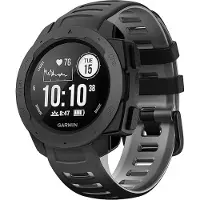 Strap-it Siliconen sport smartwatch bandje met gespsluiting - geschikt voor Garmin Instinct 1 / Garmin Instinct 2 - zwart/grijs