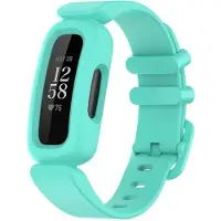 Strap-it Siliconen Smartwatch bandje - Geschikt voor Fitbit Ace 3 siliconen bandje - voor kids - aqua - Horlogeband / Polsband / Armband