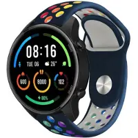 Strap-it Siliconen sport bandje - geschikt voor Xiaomi Watch S1 (Active/Pro) / Watch 2 Pro / Watch S3 / Mi Watch / Amazfit GTR 47mm / GTR 2-3-4 / Bip 5 / Balance - donkerblauw/kleurrijk