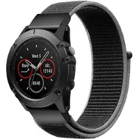 Strap-it Nylon Quickfit smartwatch bandje - geschikt voor Garmin Fenix 5 (Plus) / Fenix 6 (Pro) / Fenix 7 (Pro - Solar - Sapphire) / Fenix 8 - 47mm - charcoal
