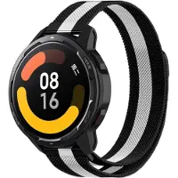 Strap-it Smartwatch bandje Milanese - geschikt voor Xiaomi Mi Watch / Watch S1 / Watch S1 Pro / Watch 2 Pro / S1 Active / Amazfit Pace / Amazfit Stratos 2 / 2s / 3 - zwart/wit