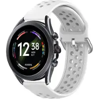 Strap-it Siliconen bandje met gaatjes - geschikt voor Fossil Gen 6 44mm / Gen 5e 44mm / Gen 5 - wit