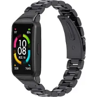 Strap-it Stalen Smartwatch bandje - Geschikt voor Huawei Band 6 stalen band - zwart - Horlogeband / Polsband / Armband