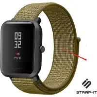Strap-it Nylon bandje geschikt voor Xiaomi Amazfit Bip / GTS / GTS 2 / GTS 3 / GTS 4 - Mini / Bip Lite / Bip U / Bip U Pro - Olijf Groen