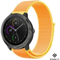 Strap-it Nylon bandje geschikt voor Garmin Venu / Vivomove HR / Venu SQ / Forerunner 245 / 570 - 42mm / 645 bandje - Geel
