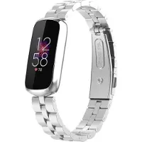 Strap-it Stalen Smartwatch bandje - Geschikt voor Fitbit Luxe stalen band - zilver - Horlogeband / Polsband / Armband