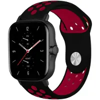 Strap-it Sport siliconen bandje - geschikt voor Xiaomi Amazfit Bip / Bip S / Bip Lite / Bip U Pro / Bip 3 / GTS 1-2-3-4 - MIni / Amazfit GTR 42mm - zwart/rood