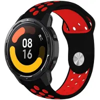 Strap-it Siliconen sport bandje - geschikt voor Xiaomi Watch S1 (Active/Pro) / Watch 2 Pro / Watch S3 / Mi Watch / Amazfit Balance / Amazfit Bip 5 - zwart/rood
