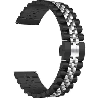 Strap-it Stalen Jubilee smartwatch bandje - geschikt voor Fossil Gen 5 / Gen 5e 44mm / Gen 6 44mm - zwart/zilver