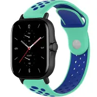 Strap-it Sport siliconen bandje - geschikt voor Xiaomi Amazfit Bip / Bip S / Bip Lite / Bip U Pro / Bip 3 / GTS 1-2-3-4 - MIni / Amazfit GTR 42mm - aqua/blauw