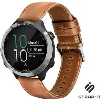 Strap-it Leren smartwatch bandje - geschikt voor Garmin Vivoactive 4 45mm / Garmin Venu 2 - bruin