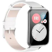 Strap-it Leren smartwatch bandje - geschikt voor Huawei Watch Fit / Huawei Watch Fit New - wit