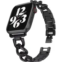 Strap-it luxe stalen horlogeband - geschikt voor Apple WatchSeries 1/2/3/4/5/6/7/8/9/10/11/SE/SE2/SE3/Ultra (2/3) - zwart - Chain schakel bandje voor iWatch maat: 44mm / 45mm / 46mm / 49mm