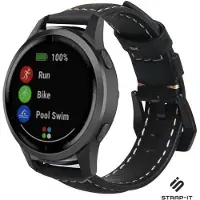 Strap-it Smartwatch bandje leer - geschikt voor Garmin Vivoactive 4 45mm / Venu 2 - zwart