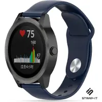 Strap-it Siliconen sport bandje - geschikt voor Garmin Vivoactive 3 / Vivoactive 5 / Vivomove HR / Venu / Venu SQ / Forerunner 245 / 570 - 42mm / 645 - donkerblauw
