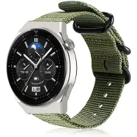 Strap-it Nylon gesp bandje - geschikt voor Huawei Watch GT 1 / GT 2 / GT 3 / GT 3 Pro / GT 4 46mm / GT 5 & 5 Pro (46mm) / GT 2 Pro / GT Runner / Watch 3 (Pro) / Watch 4 (Pro) / Watch Ultimate - groen