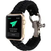 Strap-it Tough outdoor bandje - geschikt voor Apple WatchSeries 1/2/3/4/5/6/7/8/9/10/11/SE/SE2/SE3/Ultra (2) - zwart - Special nylon rope bandje voor iWatch maat: 44mm / 45mm / 46mm / 49mm