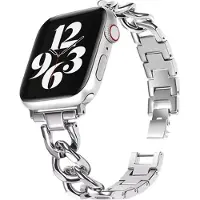 Strap-it luxe stalen horlogeband - geschikt voor Apple WatchSeries 1/2/3/4/5/6/7/8/9/10/11/SE/SE2/SE3/Ultra (2/3) - zilver - Chain schakel bandje voor iWatch maat: 44mm / 45mm / 46mm / 49mm