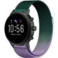Strap-it Milanees smartwatch bandje - geschikt voor Fossil Gen 5 / Gen 5e 44mm / Gen 6 44mm - paars/groen