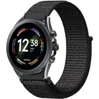 Strap-it Nylon smartwatch bandje - geschikt voor Fossil Gen 6 44mm / Gen 5 / Gen 5e 44mm - zwart