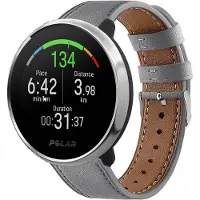 Strap-it Smartwatch bandje leer - geschikt voor Polar Unite / Ignite / Ignite 2 / Ignite 3 / Pacer - grijs