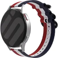 Strap-it Nylon gesp bandje - geschikt voor Xiaomi Watch S1 (Active/Pro) / Watch 2 Pro / Watch S3 / Mi Watch / Amazfit Balance / Bip 5 - rood/wit/blauw