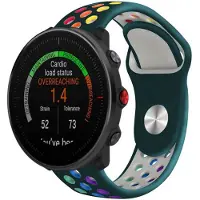 Strap-it Sport siliconen bandje - geschikt voor Polar Vantage M / M2 / M3 / Vantage V3 / Polar Grit X / Grit X Pro / Grit X2 Pro - dennengroen/kleurrijk