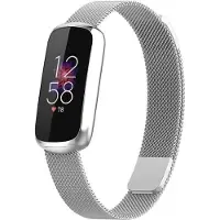 Strap-it Milanees Smartwatch bandje - Geschikt voor Fitbit Luxe Milanese band - zilver - Horlogeband / Polsband / Armband