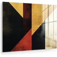 MuchoWow Glasschilderij 40x30 cm - Schilderij acrylglas - Abstract - Herfst kleuren - Goud - Vormen - Modern - Foto op glas - Muurdecoratie woonkamer - Wanddecoratie slaapkamer - Schilderijen